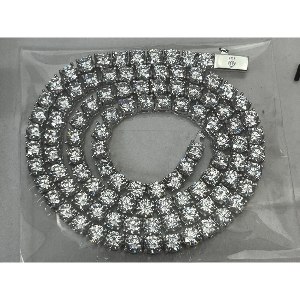 Adamans 5mm Tennis Chain & Bracelet White Gold Plated Mens Jewelry Gift‎ Box